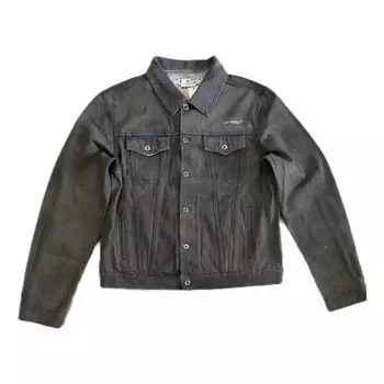 Куртка alphabet patterned turn down collar denim jacket 'grey' Off-White, серый