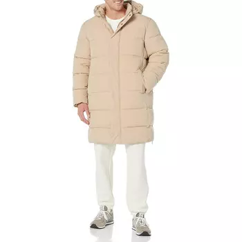 Куртка Amazon Essentials Recycled Polyester Hooded Long, бежевый