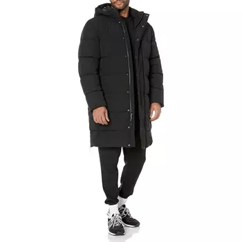 Куртка Amazon Essentials Recycled Polyester Hooded Long, черный