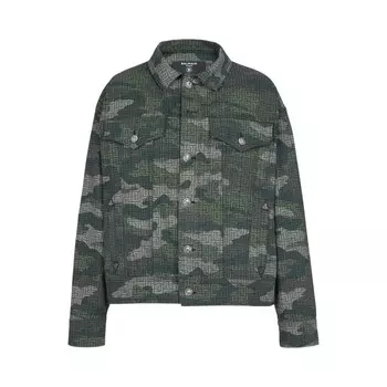 Куртка Balmain Camouflage Monogram Western Denim Jacket, зеленый