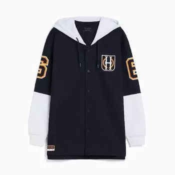 Куртка Bershka Plush Varsity, темно-синий