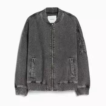 Куртка-бомбер Bershka Cotton, серый