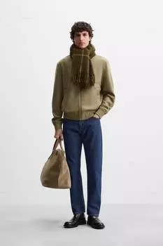 Куртка-бомбер из искусственной замши ZARA, хаки