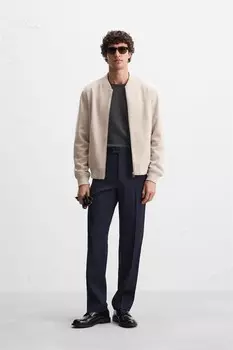 Куртка-бомбер из искусственной замши ZARA, серый