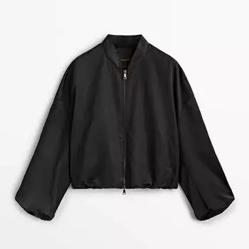 Куртка-бомбер Massimo Dutti Voluminous Sleeves, черный