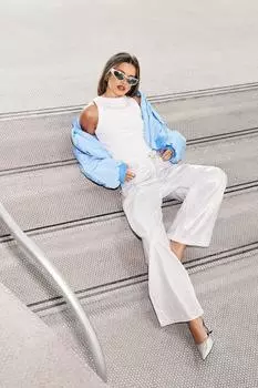 Куртка-бомбер оверсайз Boohoo, синий