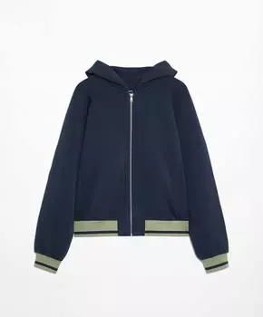 Куртка-бомбер Oysho Hooded, темно-синий