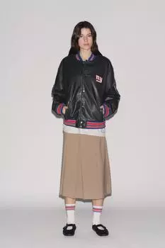 Куртка-бомбер с кожаным эффектом nfl ZARA, серый