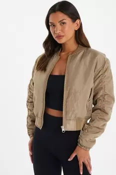 Куртка-бомбер с рюшами на рукавах из камня QUIZ Clothing