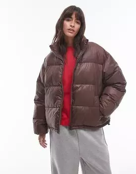 Куртка-бомбер в шоколадном цвете Topshop