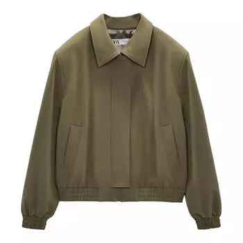 Куртка-бомбер Zara With Topstitching, хаки