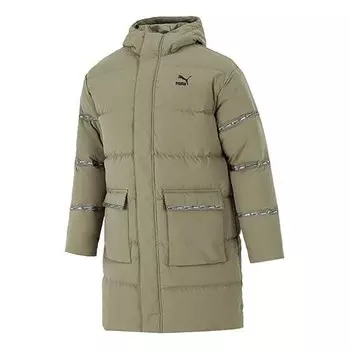 Куртка classic long down jacket 'green' Puma, зеленый