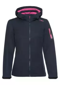 Куртка CMP Softshell с капюшоном, дышащая, ветро- и водоотталкивающая, цвет Blue-Fu X Ia