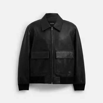 Куртка Coach Leather Flight Jacket, черный