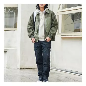 Куртка colorblock pocket canvas cargo jacket couple style grass green Converse, зеленый
