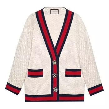 Куртка contrasting colors webbing loose jacket white Gucci, белый