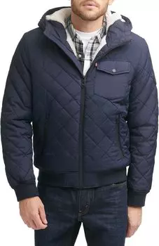 Куртка Diamond Quilted Bomber with Sherpa Lined Hood Levi's, темно-синий