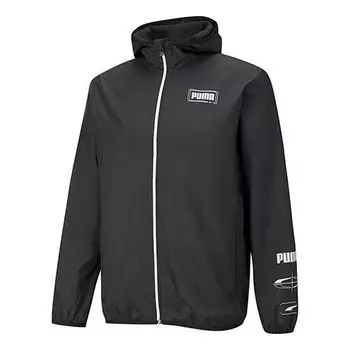 Куртка essentials rebel windbreaker jacket 'black white' Puma, черный