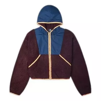 Куртка full zip fleece hooded jacket 'red currant' Converse, бургундия