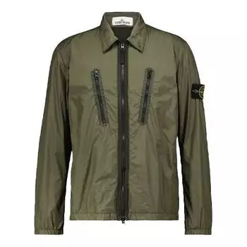 Куртка garment dyed crinkle reps jacket 'olive green' Stone Island, зеленый