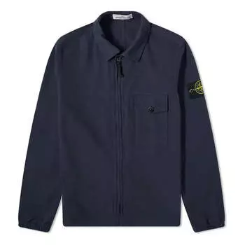Куртка garment dyed zip shirt overshirt 'navy' Stone Island, синий