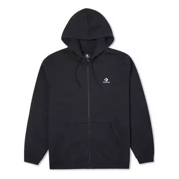 Куртка go-to embroidered star chevron standard fit full-zip hoodie 'black' Converse, черный