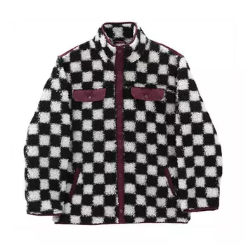 Куртка grid pattern stand collar jacket black white colorblock blackwhitemulti-color Vans, белый