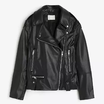 Куртка H&M Coated Biker, черный