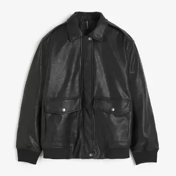 Куртка H&M Coated Bomber, черный