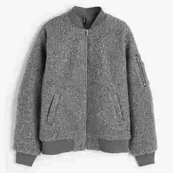 Куртка H&M Coated Bomber, серый