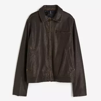 Куртка H&M Coated, темно-коричневый