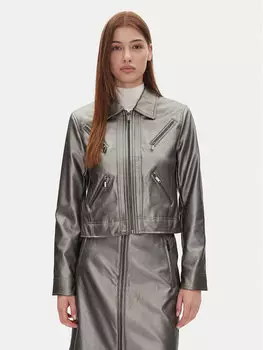 Куртка из искусственной кожи прямого кроя P4JJ6XJA Dkny, серебряный