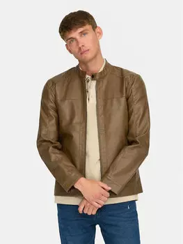 Куртка из искусственной кожи regular fit Only & Sons, коричневый