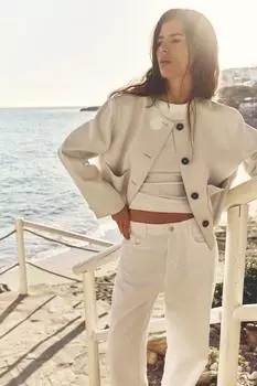 Куртка из искусственной замши ZARA, экрю
