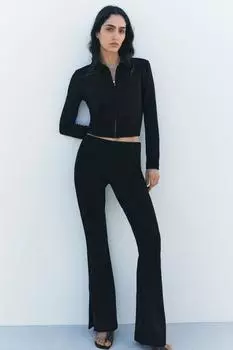 Куртка из крепа на молнии ZARA, черный