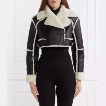 Куртка из овчины свободного кроя Patrizia Pepe, черный