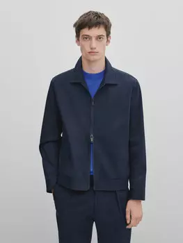 Куртка из полухлопка на молнии Massimo Dutti, темно-синий