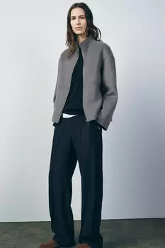 Куртка из шерсти ZARA, серый мергель