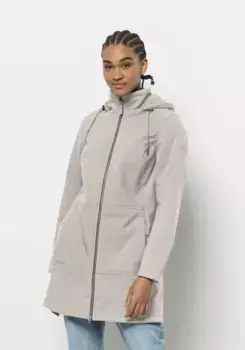 Куртка из софтшелла Jack Wolfskin "WINDY VALLEY COAT W", с капюшоном, белый
