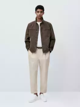Куртка из замши Massimo Dutti, серый