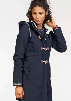 Куртка KangaROOS Softshell, с капюшоном, с контрастной подкладкой капюшона, цвет морской волны