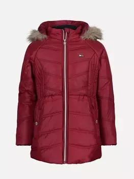 Куртка little girls' long puffer с капюшоном Tommy Hilfiger, ревень