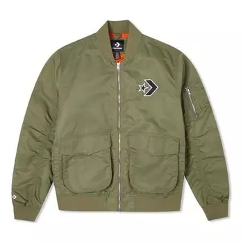 Куртка logo loose sports retro aviator jacket couple style green Converse, зеленый