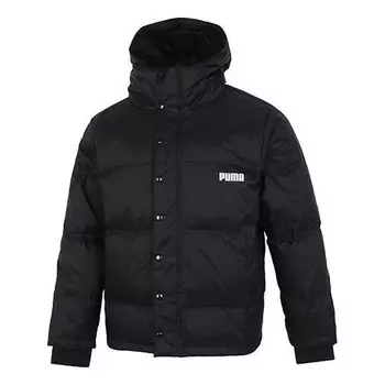 Куртка logo puffer jacket 'black' Puma, черный