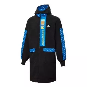 Куртка long fleece jacket 'blue black' Puma, синий