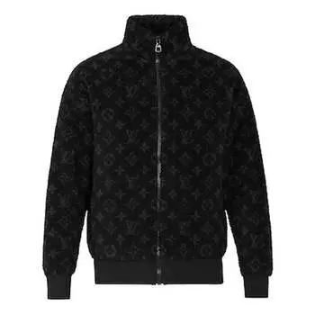 Куртка LOUIS VUITTON LV Monogram Fleece Full Logo Zipper Jacket Unisex Black, черный