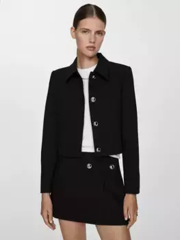 Куртка Mango Doris Collared, черный