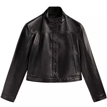Куртка Massimo Dutti Nappa Leather, черный