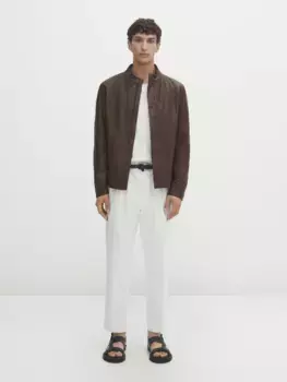 Куртка Massimo Dutti Nappa Leather, коричневый