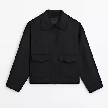 Куртка Massimo Dutti Wool Blend With Pockets, темно-серый